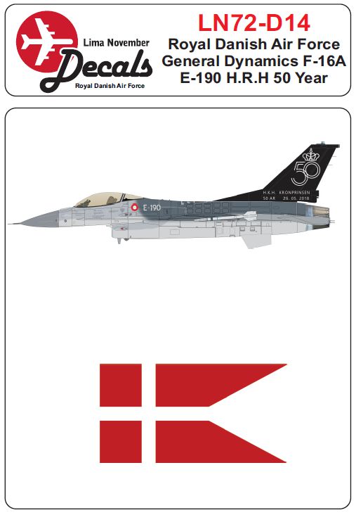 Lima November LN72-D14 Danish F-16A E-190 H.K.H Decals 1:72