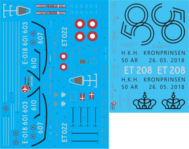 Lima November LN72-D15 Danish F-16B ET208 H.K.H Decals 1:72