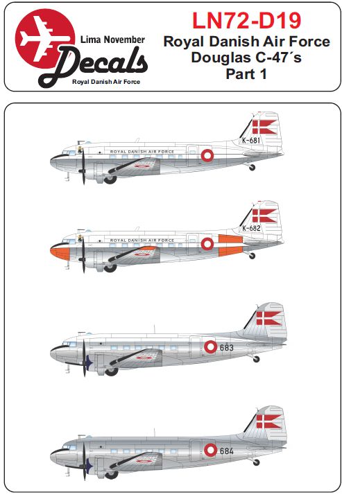 Lima November LN72-D19 Danish Douglas C-47 Pt 1 with Masks 1:72