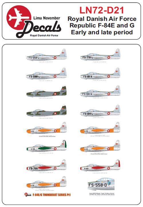 Lima November LN72-D21 Danish F-84E/G Thunderjet Early/Late 1:72