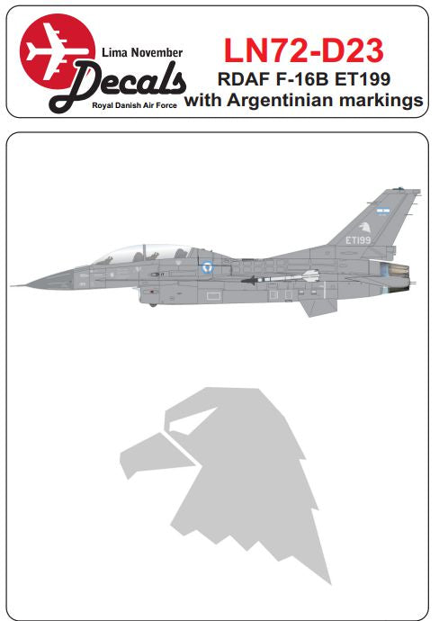 Lima November LN72-D23 Danish F-16B ET199 Argentinian Marks 1:72