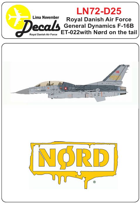 Lima November LN72-D25 1:72 RDAF General-Dynamics F-16B Fighting Falcon with Nrd