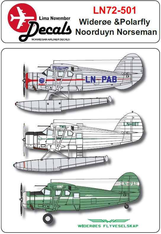 Lima November LN72-501 1:72 Noorduyn Norseman Wilderoes Flyvesalskap