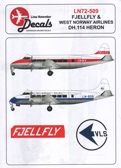 Lima November LN72-509 1:72 de Havilland Heron DH.114 Fjellfly & West Air Norway