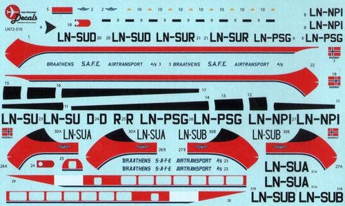 Lima November LN72-510 1:72 de Havilland Heron DH.114 Braathens SAFE