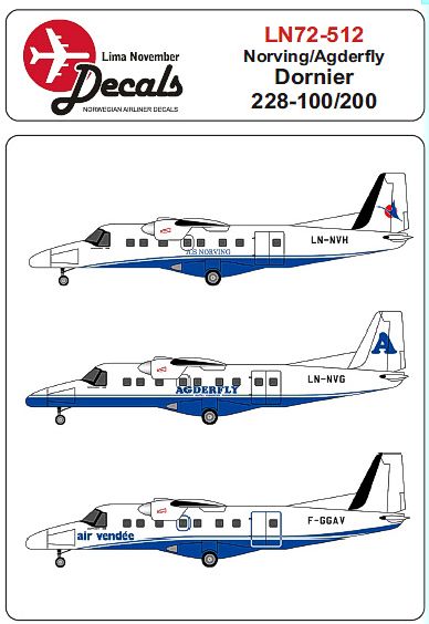 Lima November LN72-512 Norving Dornier 228-100/200 Decals 1:72