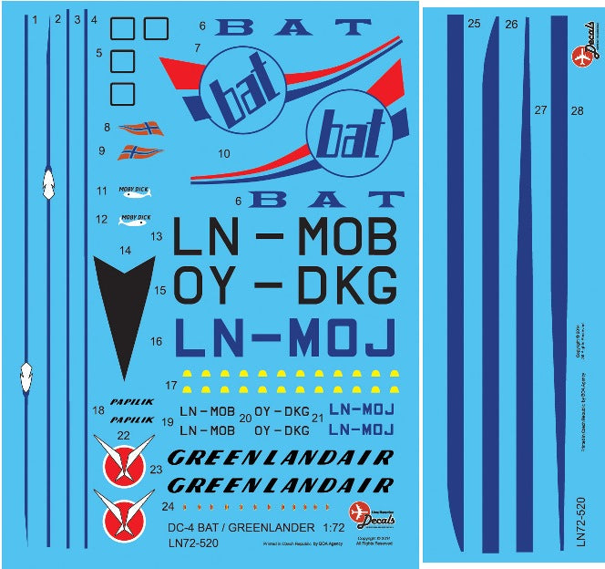 Lima November LN72-520 1:72 BAT/GREENLANDAIR Douglas DC-4