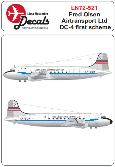 Lima November LN72-521 1:72 FRED OLSEN 1 colour scheme Douglas DC-4