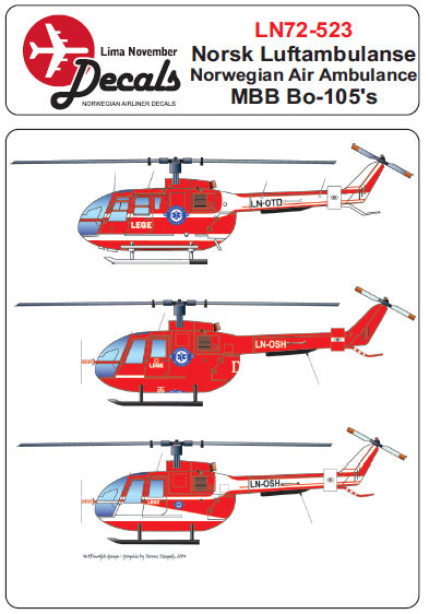 Lima November LN72-523 1:72 NORSK LUFTAMBULANSE MBB Bo-105