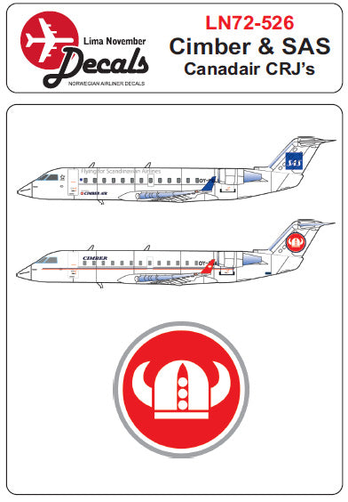 Lima November LN72-526 1:72 Cimber + flying for SAS Canadair Bombardier CRJ-200