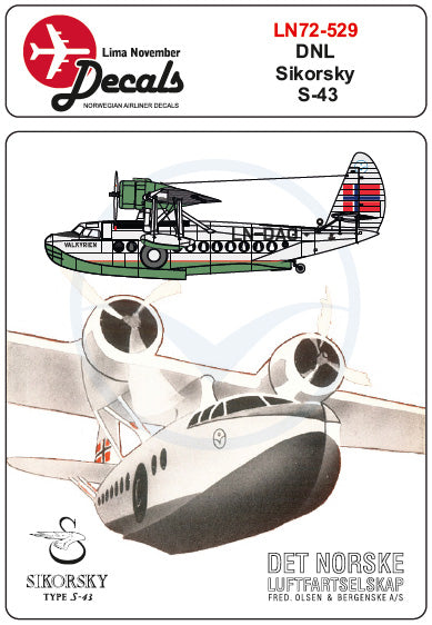 Lima November LN72-529 DNL Sikorsky S-43 Decals 1:72