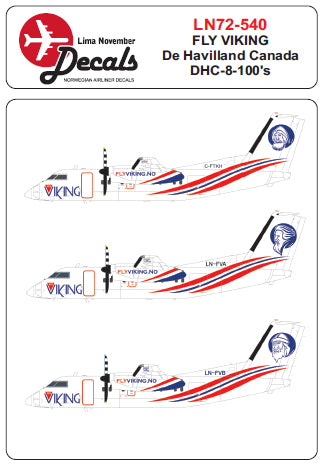 Lima November LN72-540 Fly Viking DHC-8-100 Dash 8 Decals 1:72