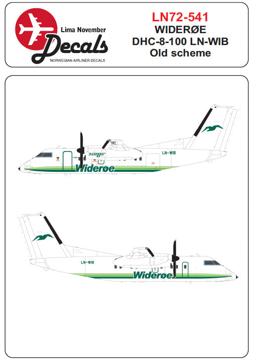 Lima November LN72-541 Wideroe DHC-8-100 Old Scheme 1:72