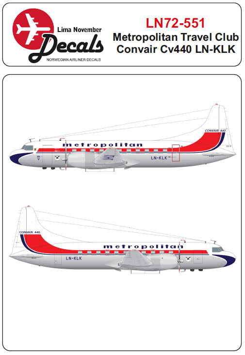 Lima November LN72-551 1:72 Metropolitan Travel Club Convair CV-440