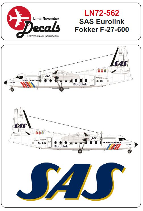 Lima November LN72-562 SAS Fokker F-27 Rainbow Scheme 1:72