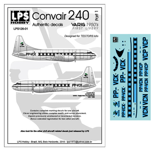 LPS LPS126-01 1:126 VARIG Convair 240 delivery colors