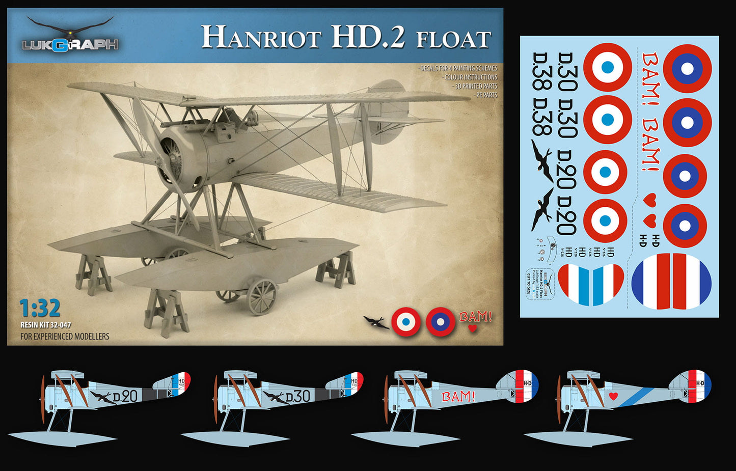 Lukgraph LUK3249 Hanriot HD.2 Floats Resin Kit 1:32