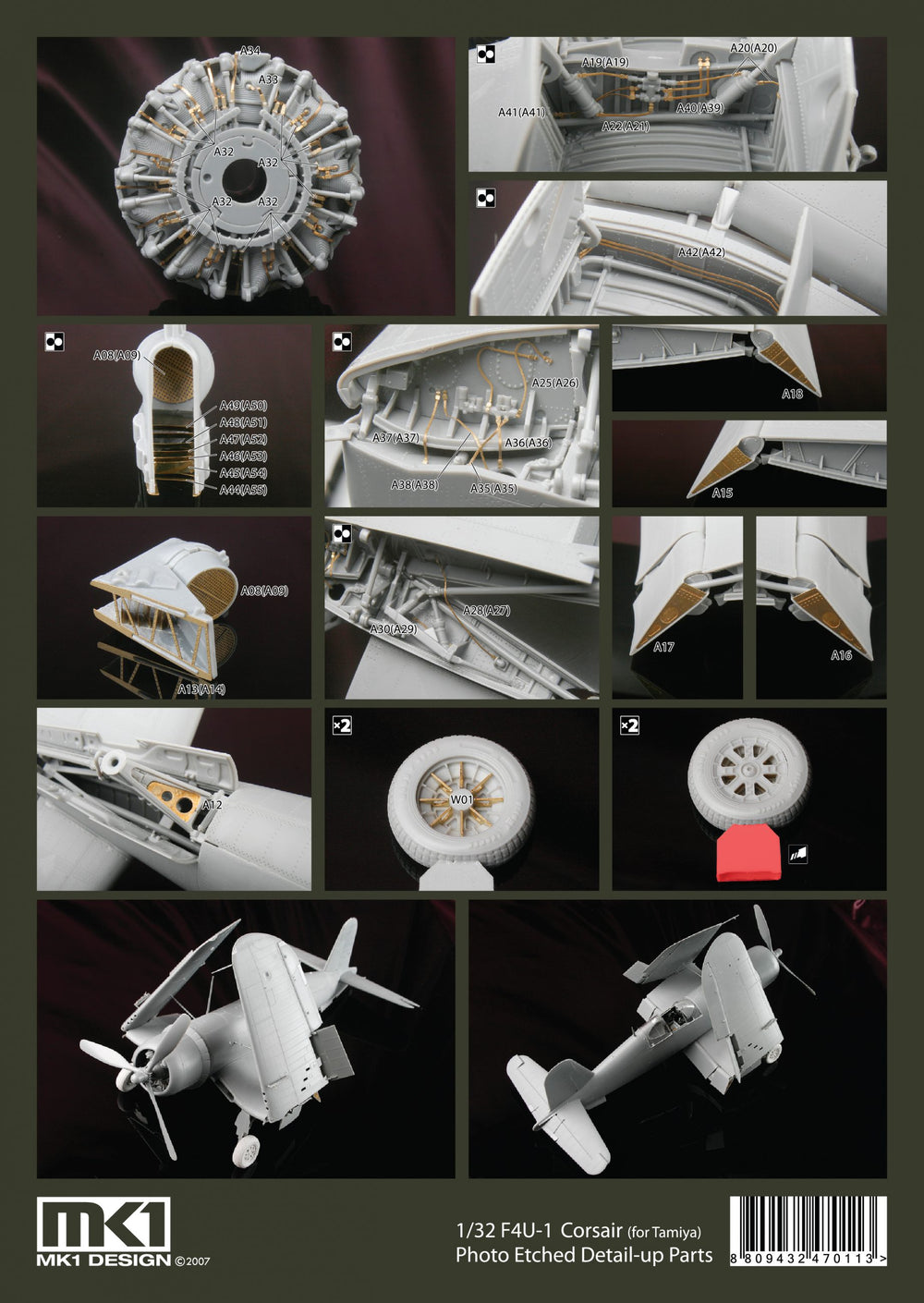 Mk.1 Design MA-32010 1:32 Vought F4U-1 CORSAIR DETAIL-UP PARTS