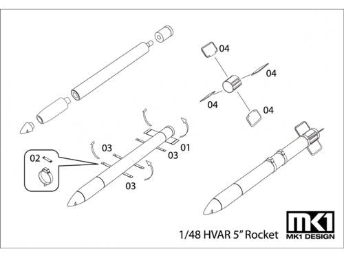 Mk.1 Design MA-48005 1:48 5inch HVAR Rocker 4set