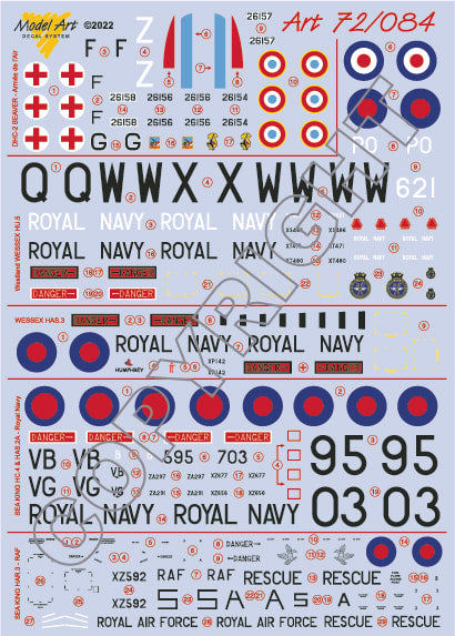 Model Art MA7284 1:72 FALKLAND ISLANDS HELICOPTERS Navy Westland WESSEX HAS.3