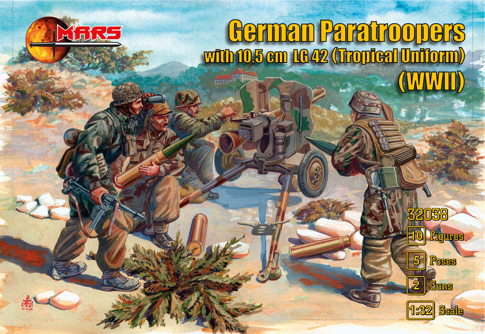 Mars MAR32038 1:32 German Paratroopers with 10,5cm tropical uniform
