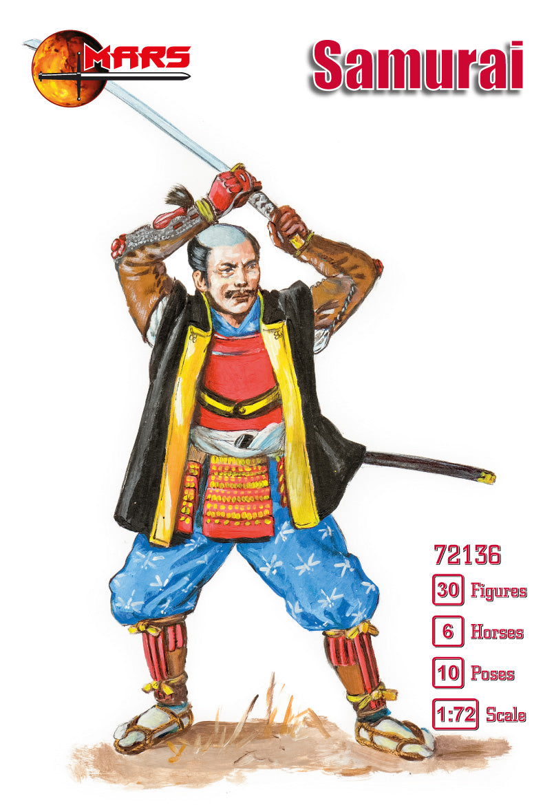 Mars MAR72136 1:72 Samurai with 30 figures and 6 horses in 10 poses