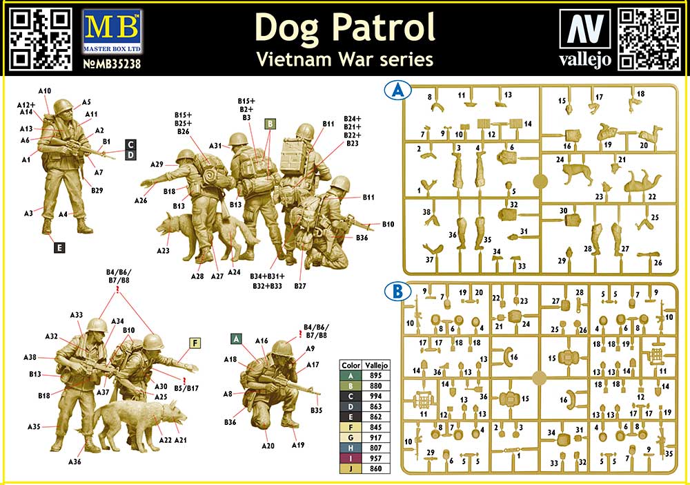 Master Box MAS35238 1:35 Dog Patrol, Vietnam War Series