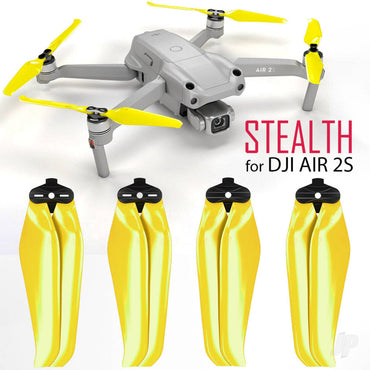 Master Airscrew 7.2x3.8 STEALTH Multirotor Folding Propeller Set x4 Yellow for DJI Air 2S A2S7238FY4