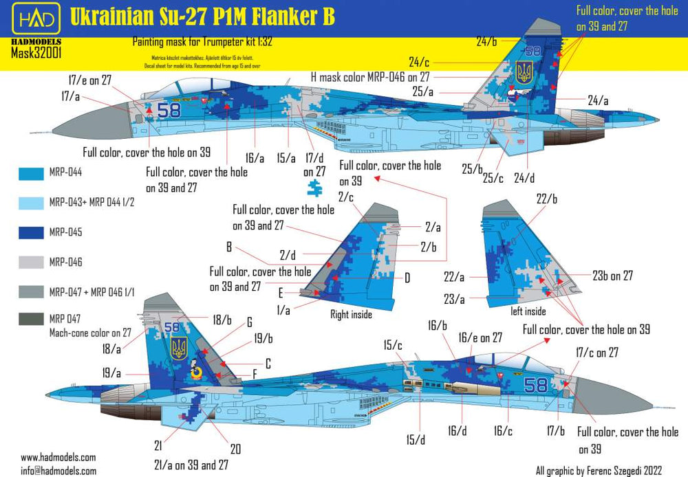 HAD Models MASK32001 Su-27B Ukrainian Digital Camo Masks 1:32