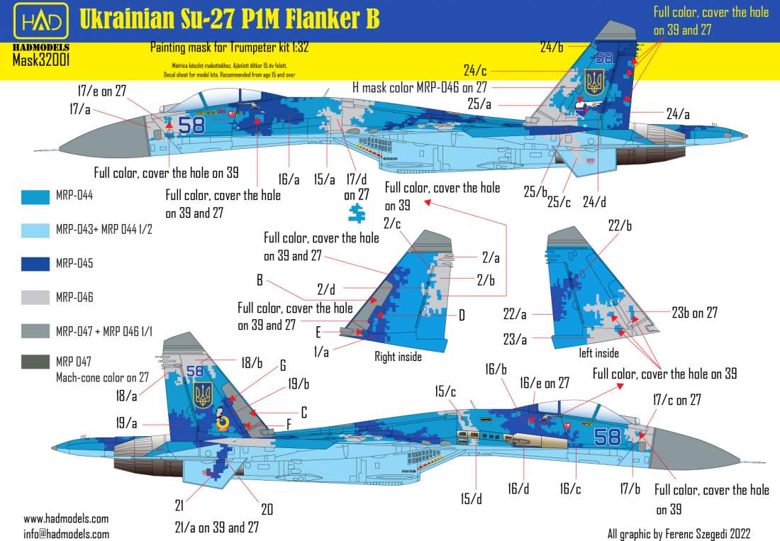 HAD Models MASK32001 Su-27B Ukrainian Digital Camo Masks 1:32