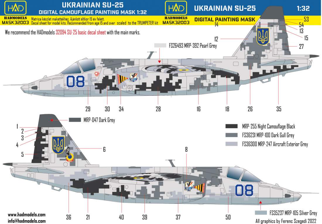 HAD Models MASK32003 Su-25 Ukrainian Digital Camo Masks 1:32