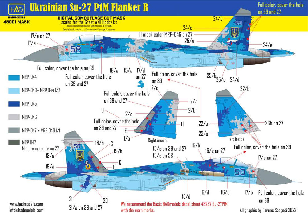 HAD Models MASK48001 Su-27PM-1 Ukrainian Digital Camo Masks 1:48