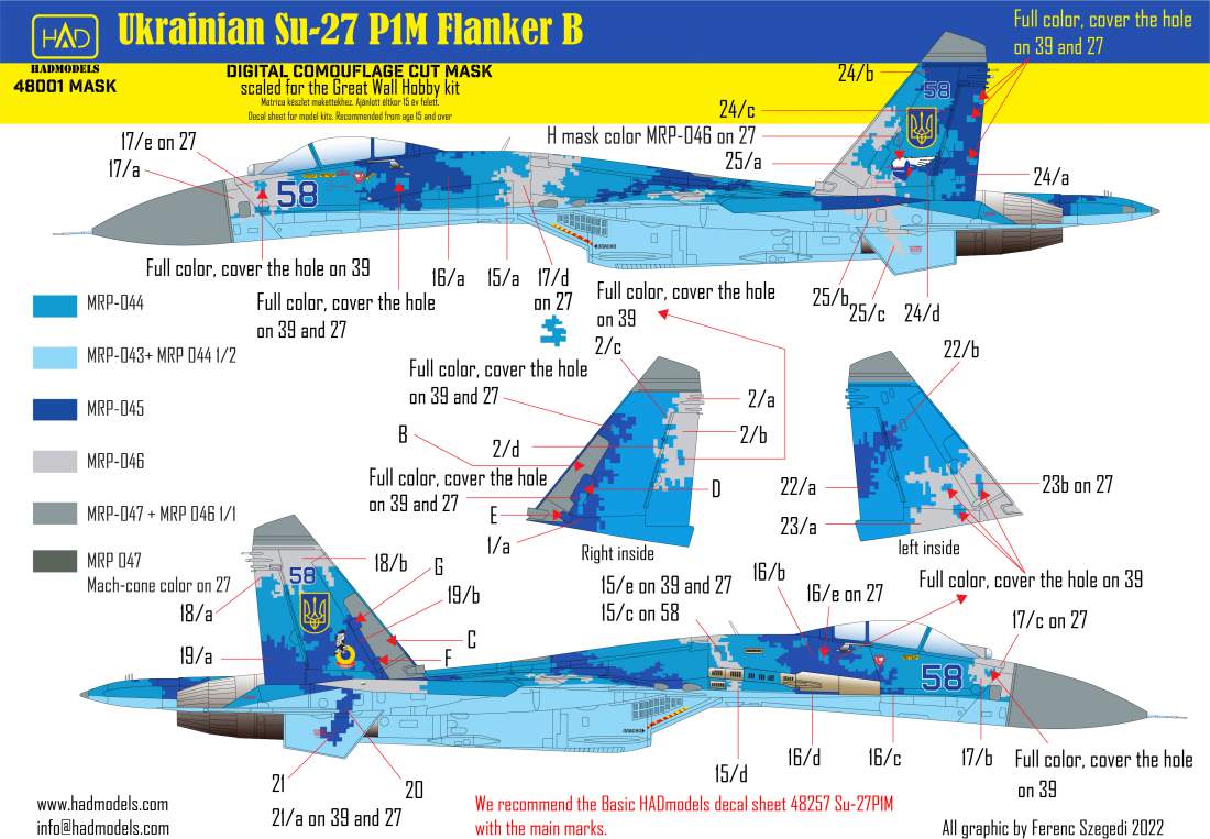 HAD Models MASK48001 Su-27PM-1 Ukrainian Digital Camo Masks 1:48