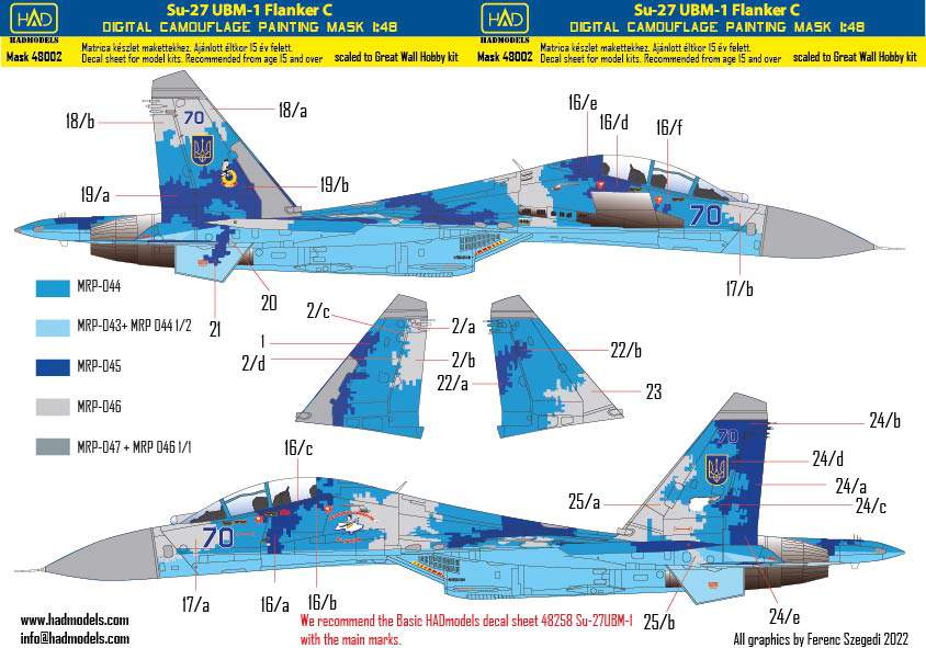 HAD Models MASK48002 Su-27UBM-1 Ukrainian Digital Camo Masks 1:48