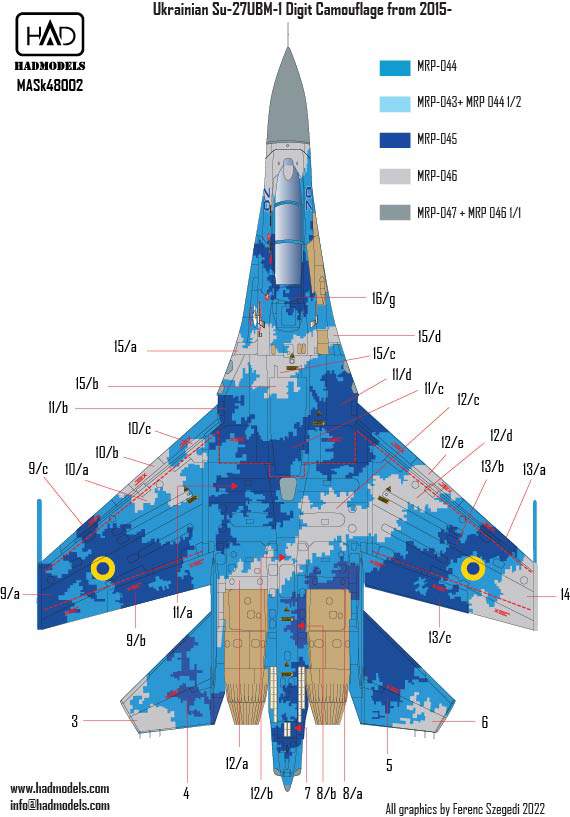 HAD Models MASK48002 Su-27UBM-1 Ukrainian Digital Camo Masks 1:48