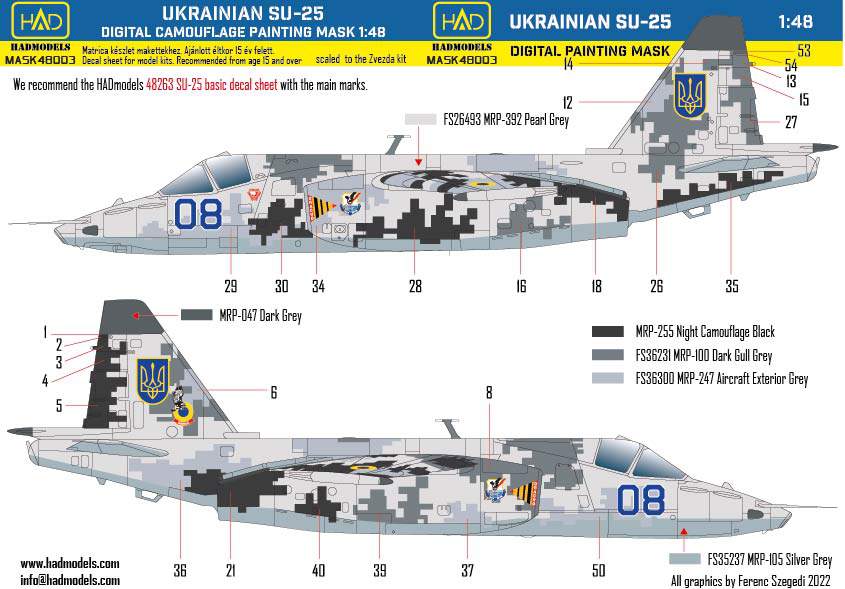 HAD Models MASK48003 Su-25 Ukrainian Digital Camo Masks 1:48