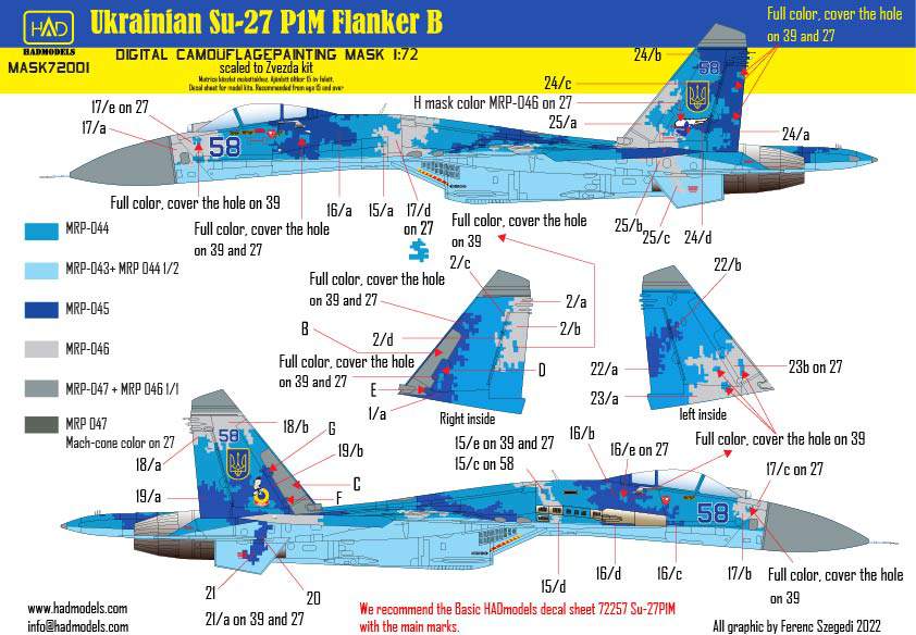 HAD Models MASK72001 1:72 Sukhoi Su-27P1M Digital Camouflage