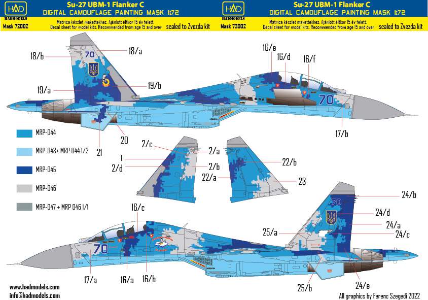 HAD Models MASK72002 1:72 Sukhoi Su-27UB Digital Camouflage
