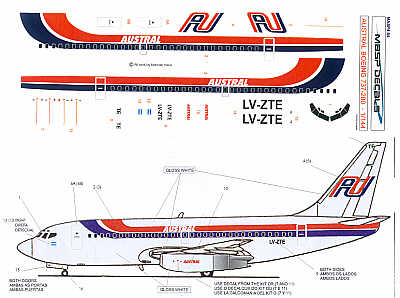 MASP MASP4054 1:144 Boeing 737-200 AUSTRAL LV-ZTE