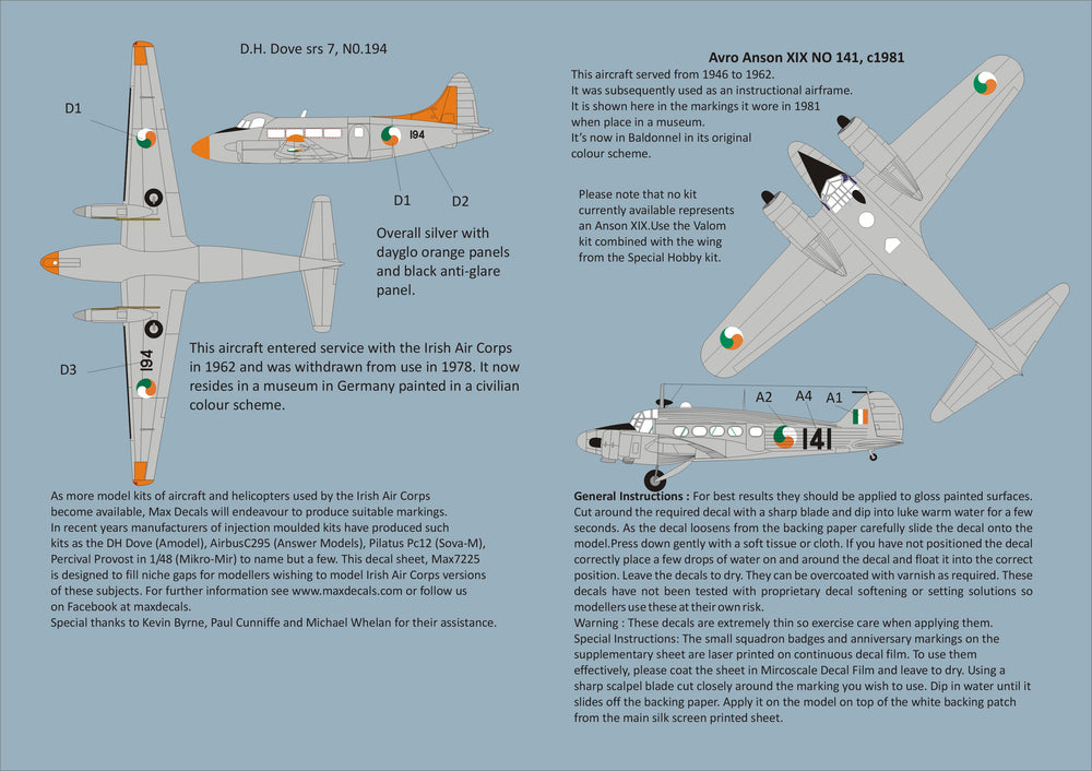Max MAX7225 1:72 Irish Air Corps selection 2024