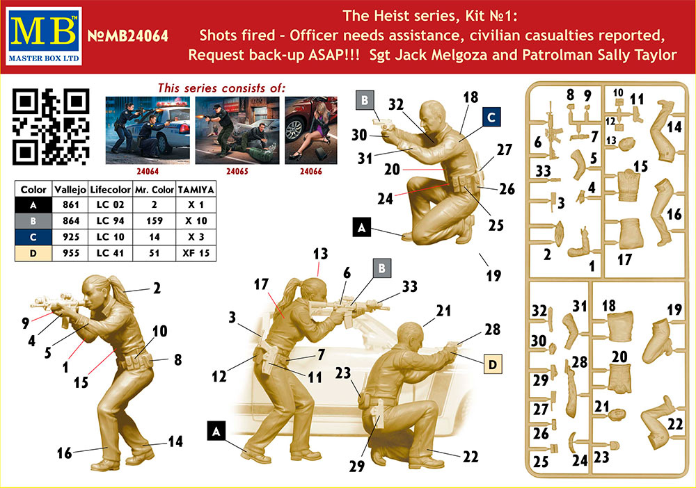 Master Box MAS24064 Heist No.1 Police Figures 1:24