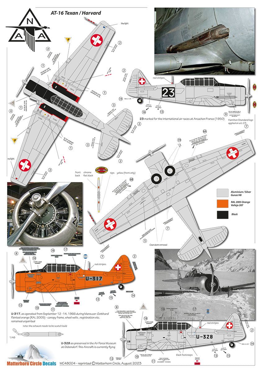 Matterhorn Circle MC48004 AT-16 Harvard / Texan T-6 Decals 1:48
