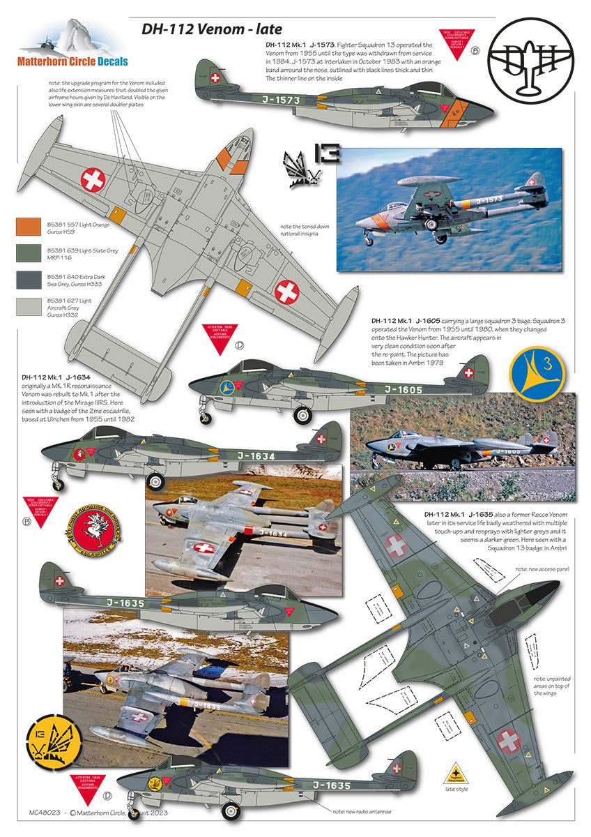 Matterhorn Circle MC48023 1:48 de Havilland DH-112 Venom Mk.1/Mk.1R/Mk.4 Late