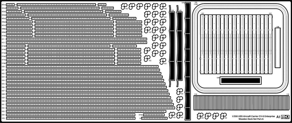 Mk.1 Design MD-20023 1:200 USS CV-6 Enterprise Wooden Deck