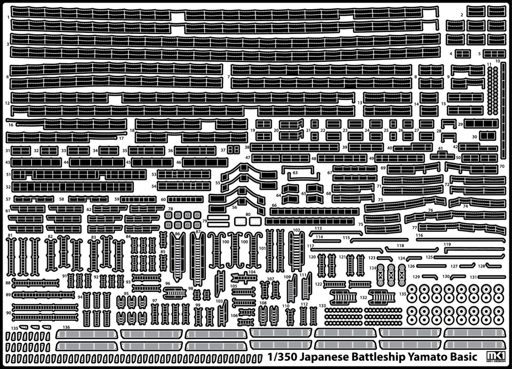 Mk.1 Design MD-35023 1:350 IJN Yamato Wooden Deck Light Pack