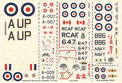 Modeldecal MD017 RCAF T-33 / Draken / Skyhawk / Mosquito 1:72