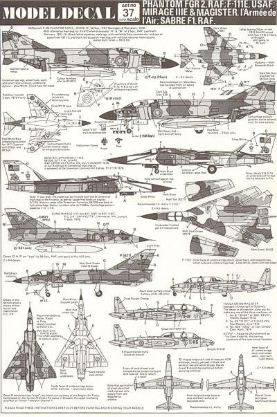Modeldecal MD037 RAF Phantom FGR.2 / Sabre F.1 / F-111E 1:72