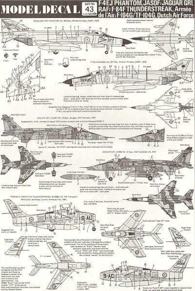 Modeldecal MD043 RAF Jaguar GR.1 / F-84F / NF-5A Decals 1:72