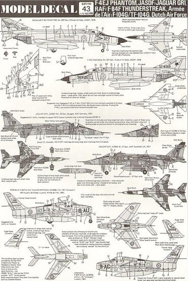 Modeldecal MD043 RAF Jaguar GR.1 / F-84F / NF-5A Decals 1:72
