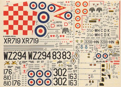 Modeldecal MD056 Lightning F.3 / Lynx / Attacker / T-33A Decals 1:72